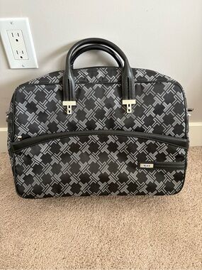 Tumi Black and Gray Monogram Briefcase